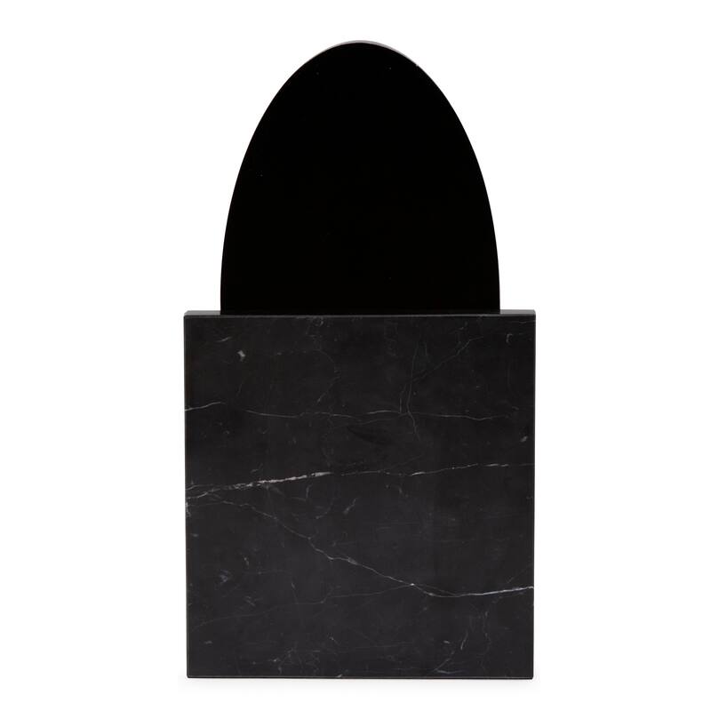 Allan Andrews Oval Tabletop Mirror in Black Marble Base - 14"H x 8"W
