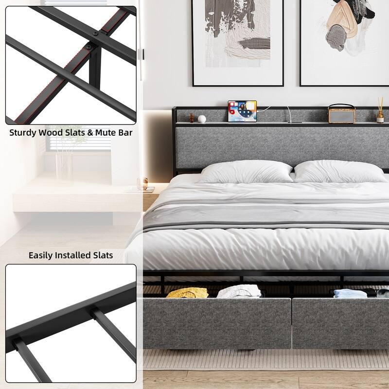 JX bed with drawers at the end of the bed - Queen