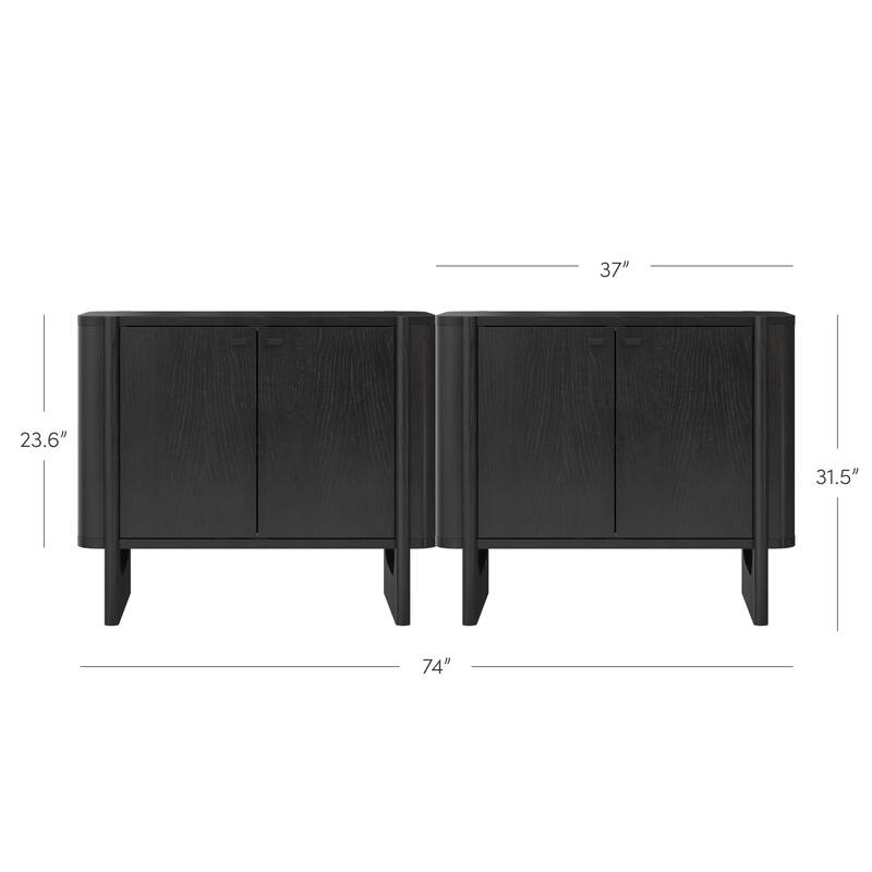 Solace Mid Century Modern Cabinet, Storage Accent Cabinet or TV Stand with Doors, Solid Wood Legs and Adjustable Shelf