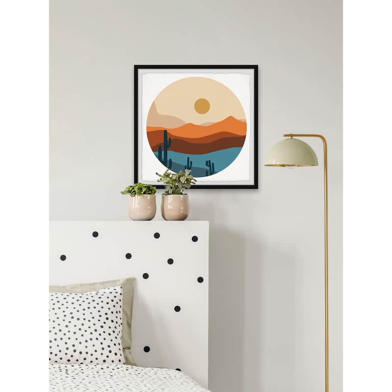 'Cactus on Cliffside' Framed Painting Print