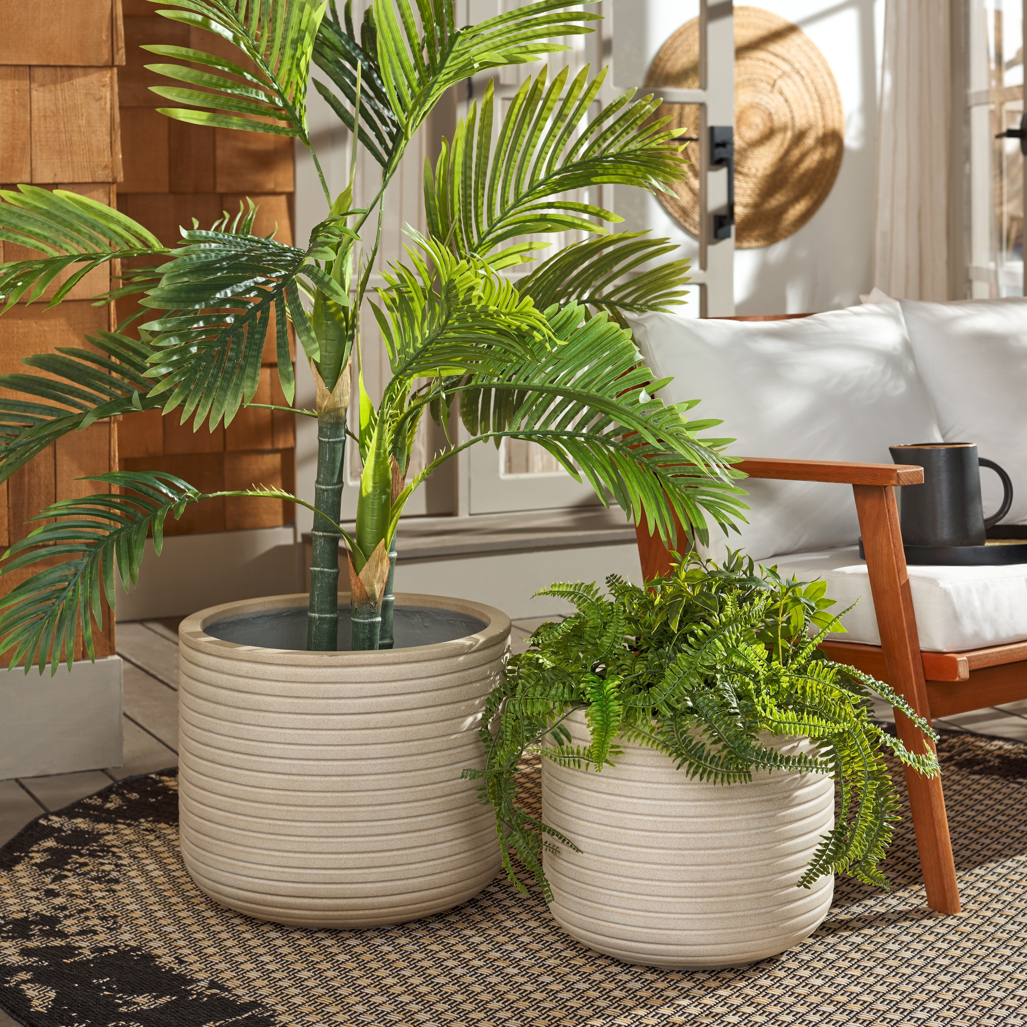 SAFAVIEH Outdoor Living Nardo Planter Pot [SET of 2] - 18"W x 18"D x 15"H