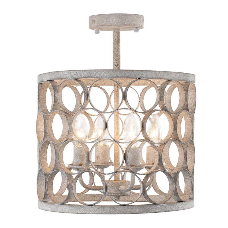 4 - Light Metal Ring - Shaped Semi - Flush Mount Ceiling Light