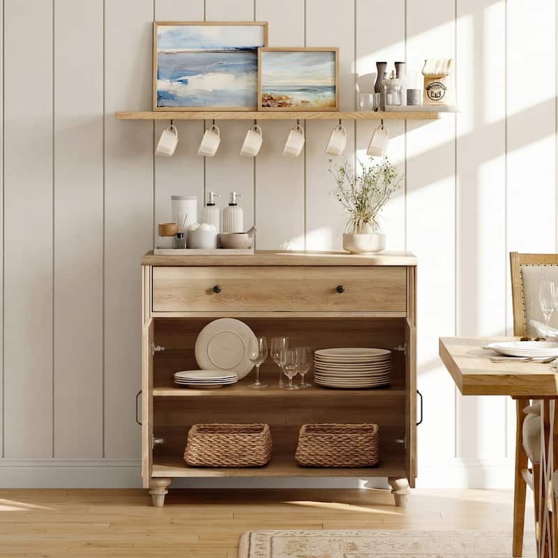 Oak Bookcase with Doors, Large Wood Farmhouse Book Case Shelf