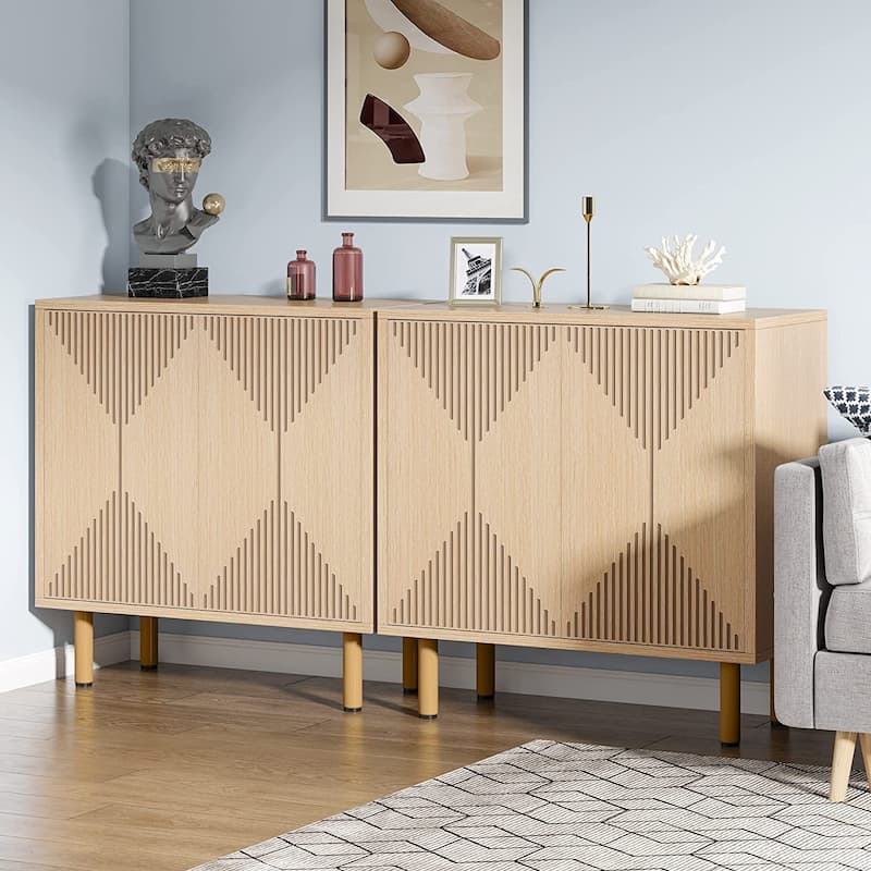 White 58 inches Sideboard Storage Cabinet Buffet Set