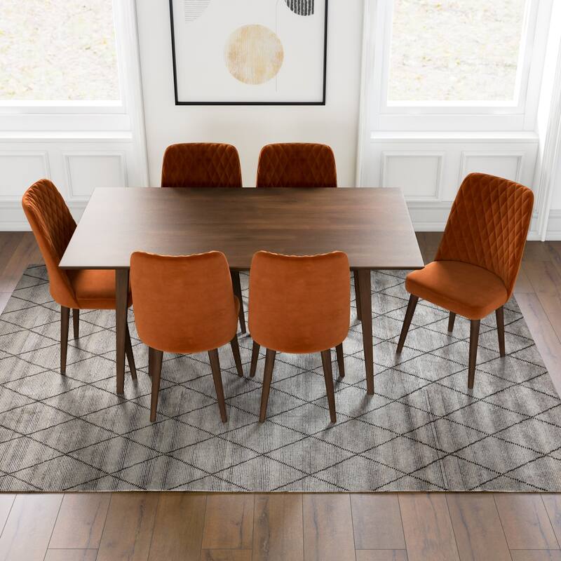 Adkins Modern Solid Wood Walnut 7 Piece Furniture Set