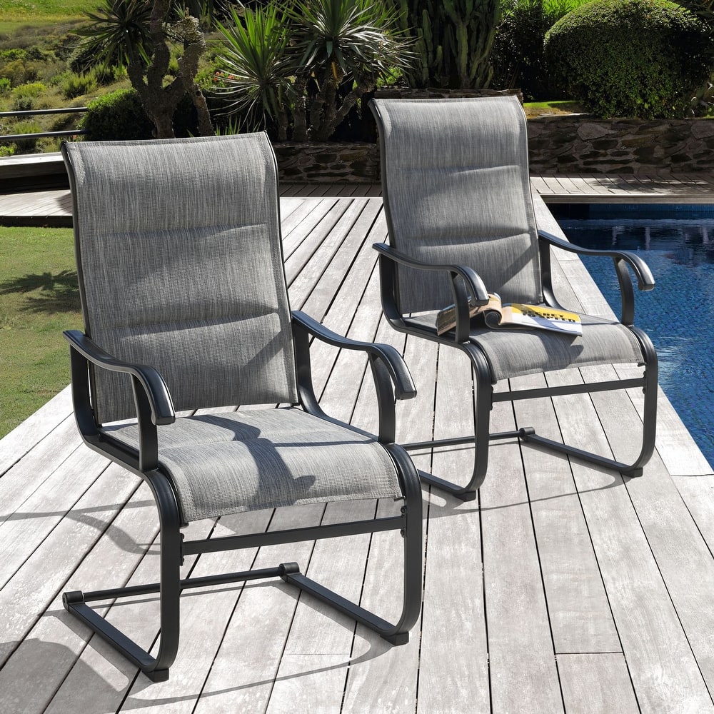 Outdoor Patio Dining Chairs, Breathable Textilene, Iron Frame