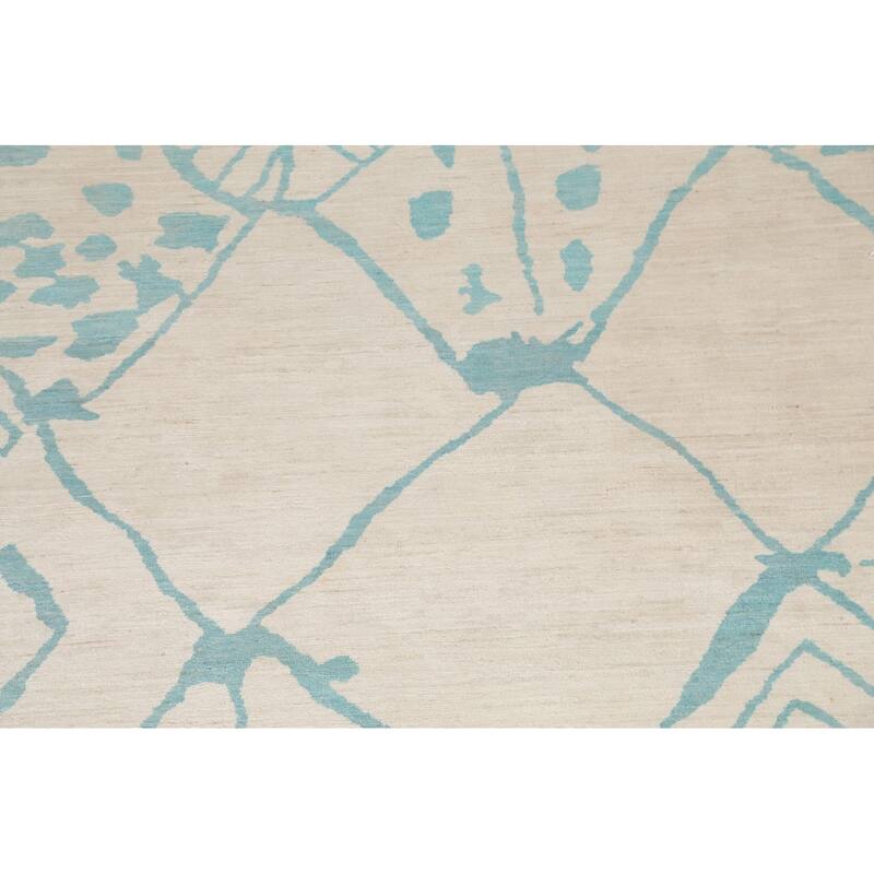 Vegetable Dye Contemporary Moroccan Area Rug Hand-knotted Wool Carpet - 7'9" x 9'9"