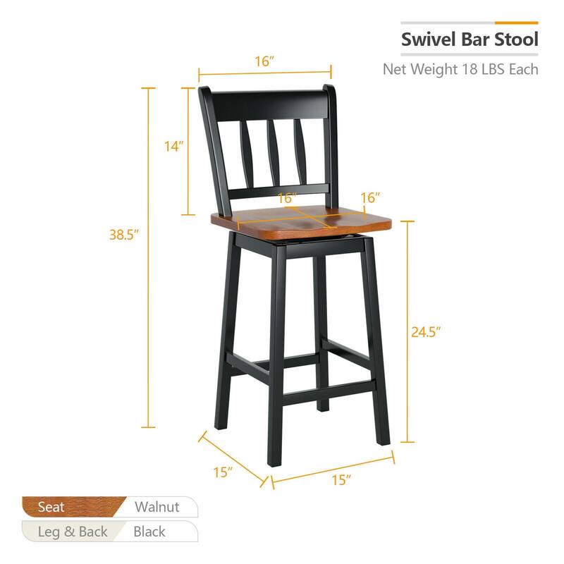Gymax 4PCS Bar Stool 24.5'' Swivel Counter Height Chair w/ Footrest