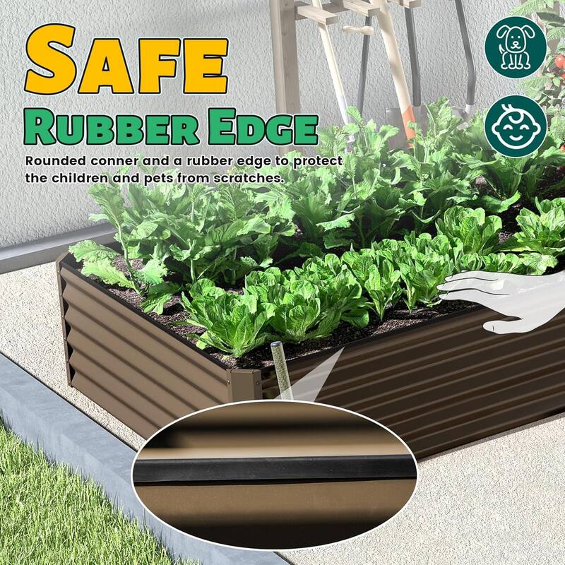 Heavy-Duty Outdoor Garden Planter Box for Vegetables with Safety Edge