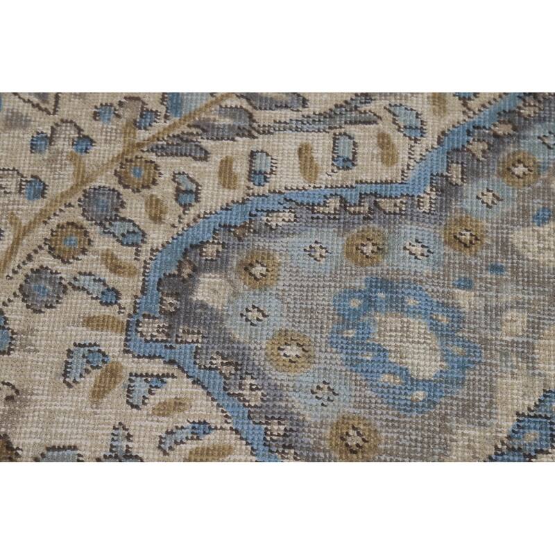 Tabriz Persian Area Rug Hand-Knotted Floral Beige Wool Carpet - 8'2"x 11'0"