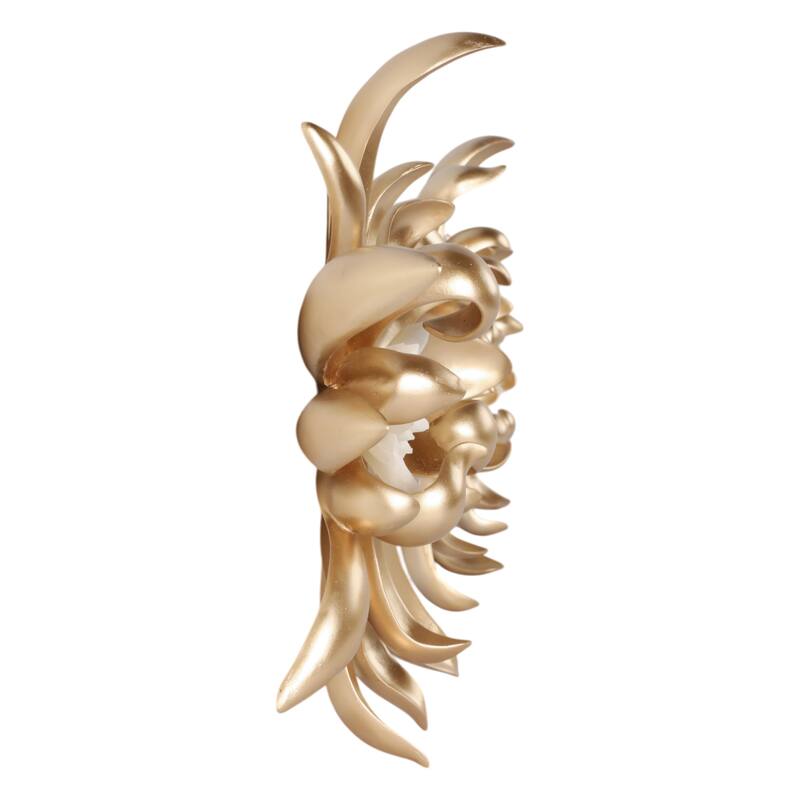 Polyresin Wall Sculpture Floral Design (Set of 3) - 16/14/10" Gold - 17.5" x 4" x 16"