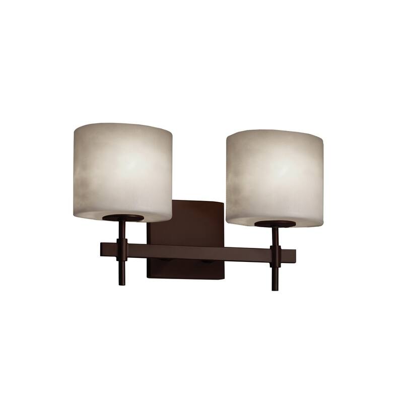 Justice Design Clouds Union 2-light Dark Bronze Bath Bar, Clouds Oval Shade - Dark Bronze