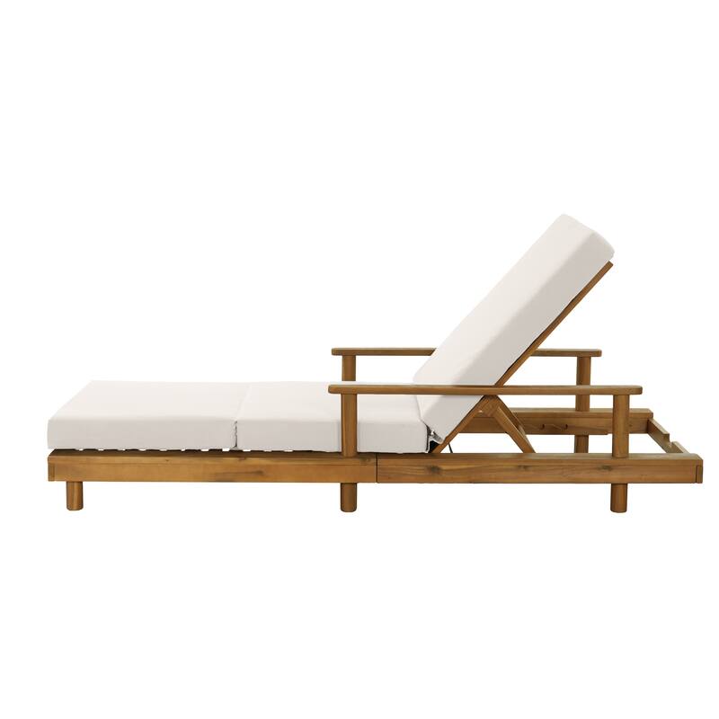 Christopher Knight Home - Modern Indoor/Outdoor Acacia Wood Chaise Lounge with 3-Position Adjustable Backrest & 3-Fold Cushion
