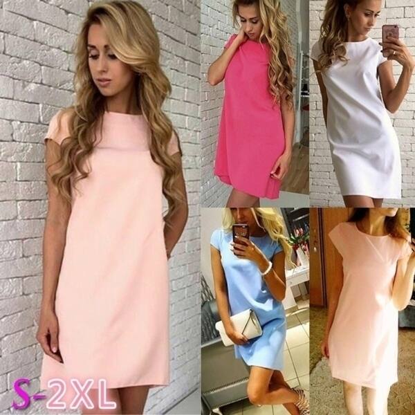 Shop Fashion Women S O Neck Dress Sexy Short Sleeve Loose Mini