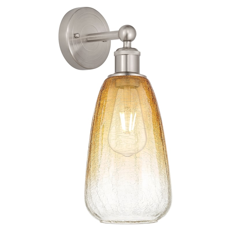 Innovations Lighting 616-1W-16-6 Brookhaven Almond Sconce Brookhaven - Brushed Satin Nickel / Amber
