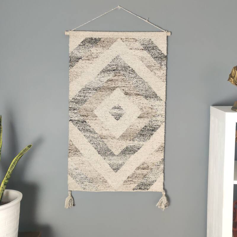 Loominaire Rustic Kilim Wallhanging "Grand Canyon" Hand Woven of Handspun Yarn - 24"x36"