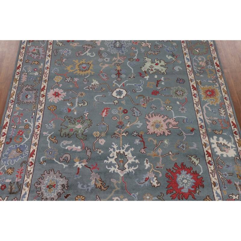 All-Over Floral Oushak Oriental Area Rug Handmade Wool Carpet - 8'10"x 11'11"