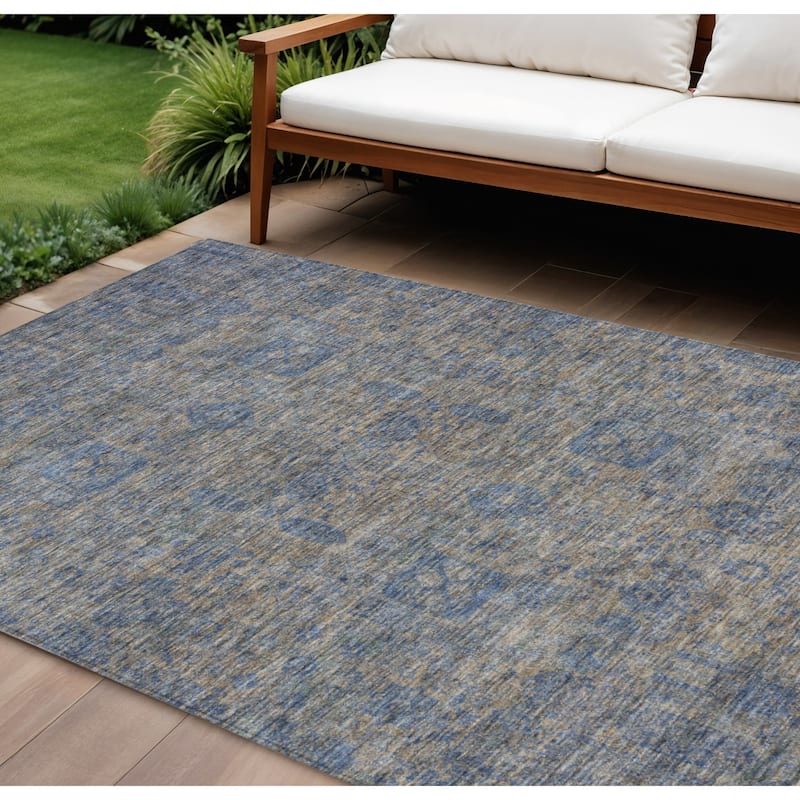 HomeRoots Oriental Transitional Rectangle Outdoor Rug - 9' X 12'