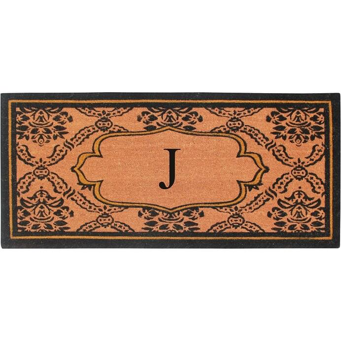 A1HC Uriel Treated Coir Monogrammed Entry Double Door Mat 30"x 60" - J