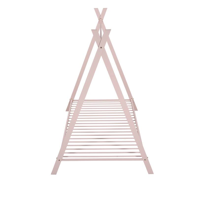Twin Size Metal Floor Play Tent Bed House Bed with Slat for Kids