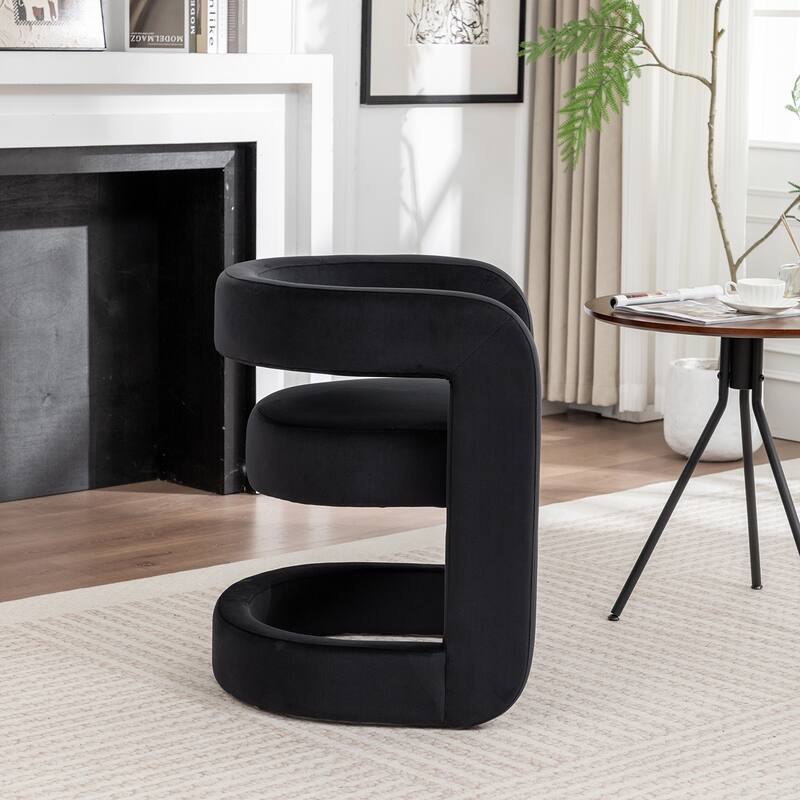 SEYNAR Modern Velvet E-Shaped Open Back Dining chair
