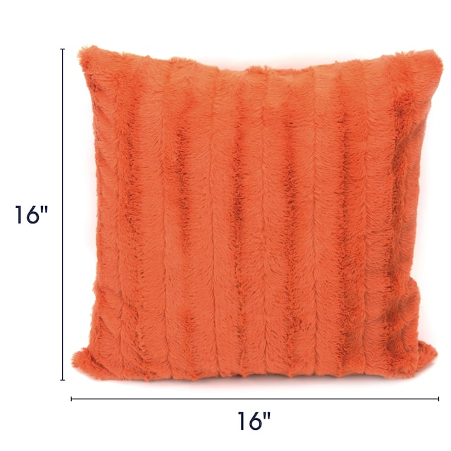 Cheer Collection Solid Color Faux Fur Throw Pillows (Set of 2) - 16 x 16 - Rust