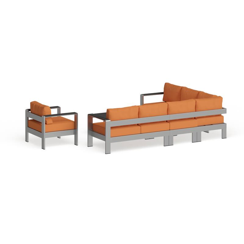 Shore 6-piece Outdoor Patio Aluminum Sectional Sofa Set