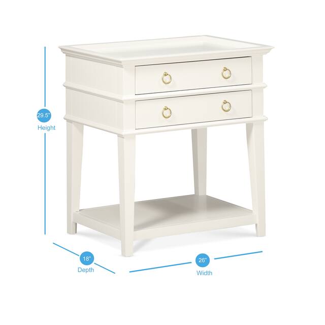 Collette White 2-Drawer Tray Top Nightstand by Greyson Living
