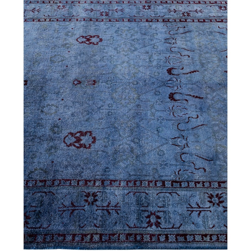 Overdyed One-of-a-Kind Hand-Knotted Runner Rug - Blue - 4' 1" x 12' 7"