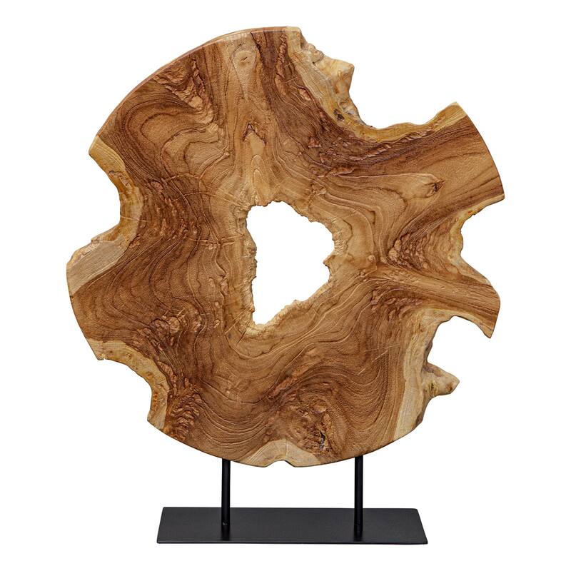 Teak Wood Sculpture with Stand - 22.75" - Brown