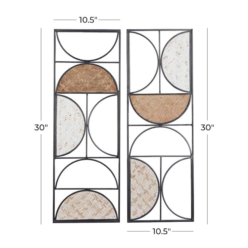 Metal Geometric Carved Designs Home Wall Decor - Set of 2 Brown - Roche River Decor