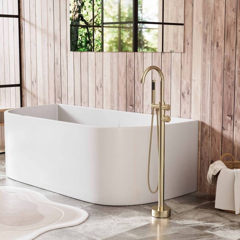Modland Luxury Floor-Mounted Thermostatic Bathtub Faucet Freestanding with Hand Shower