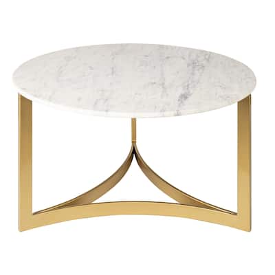 Annice Handcrafted Marble & Metal Wide Coffee Table - 17"H x 32"W x 32"D