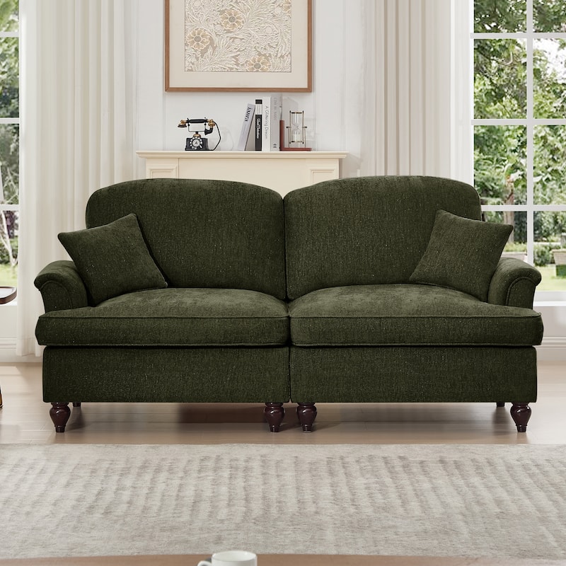 GDFStudio - Elegant Mid Century Oversized 2-Seater 76.4" Chenille Sofa with Flared Arms