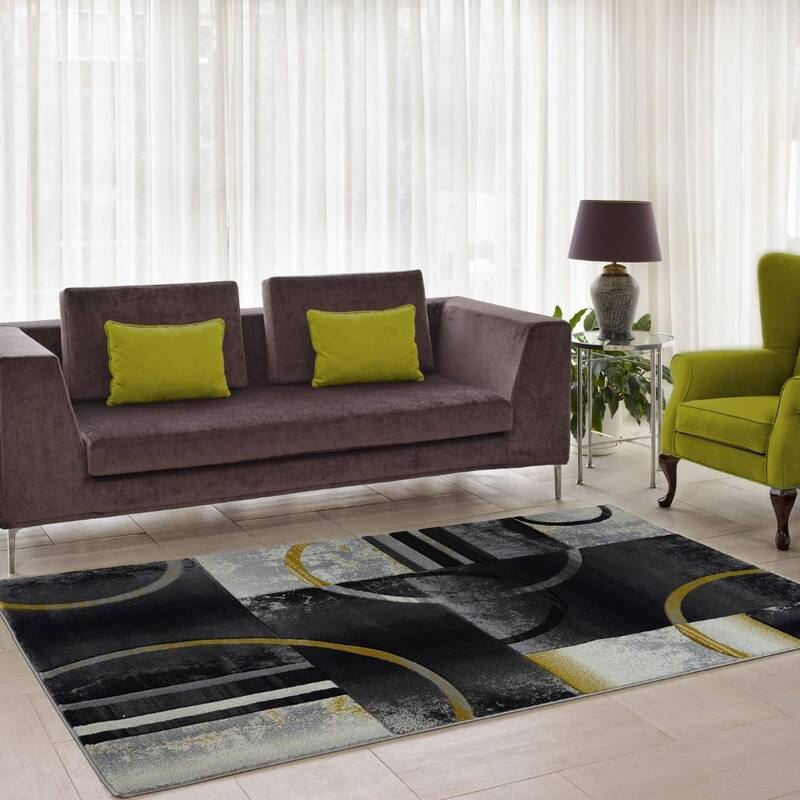 Modern Geometric Abstract Multicolor Area Rug