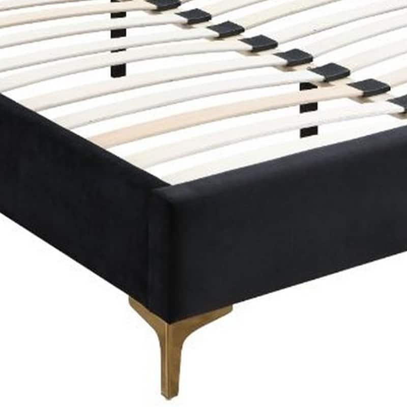 Eastern King Bed with Diamond Tufted Headboard , Black