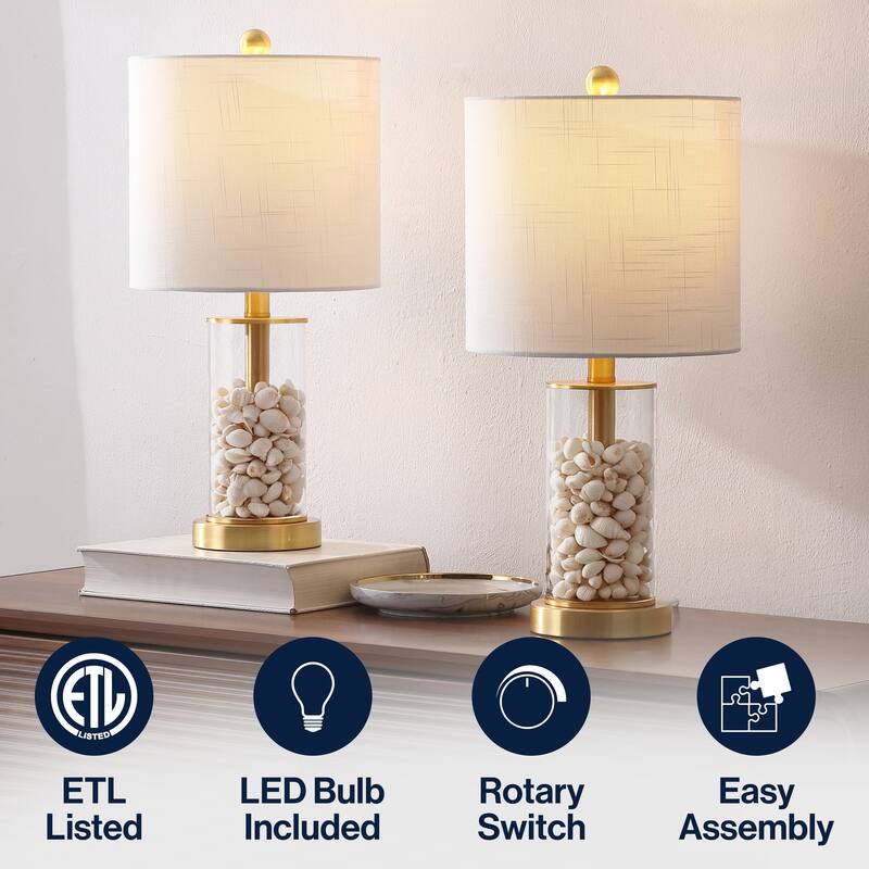 By JONATHAN , Amner 20.5" Contemporary Fillable Glass LED Table Lamp, (Set of 2)