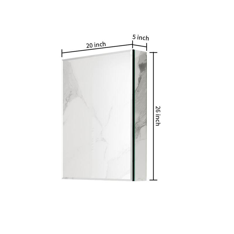 Bathroom Medicine Cabinet with Invisible Handle, Soft-Closing Hinge, Adjustable Glass Shelves