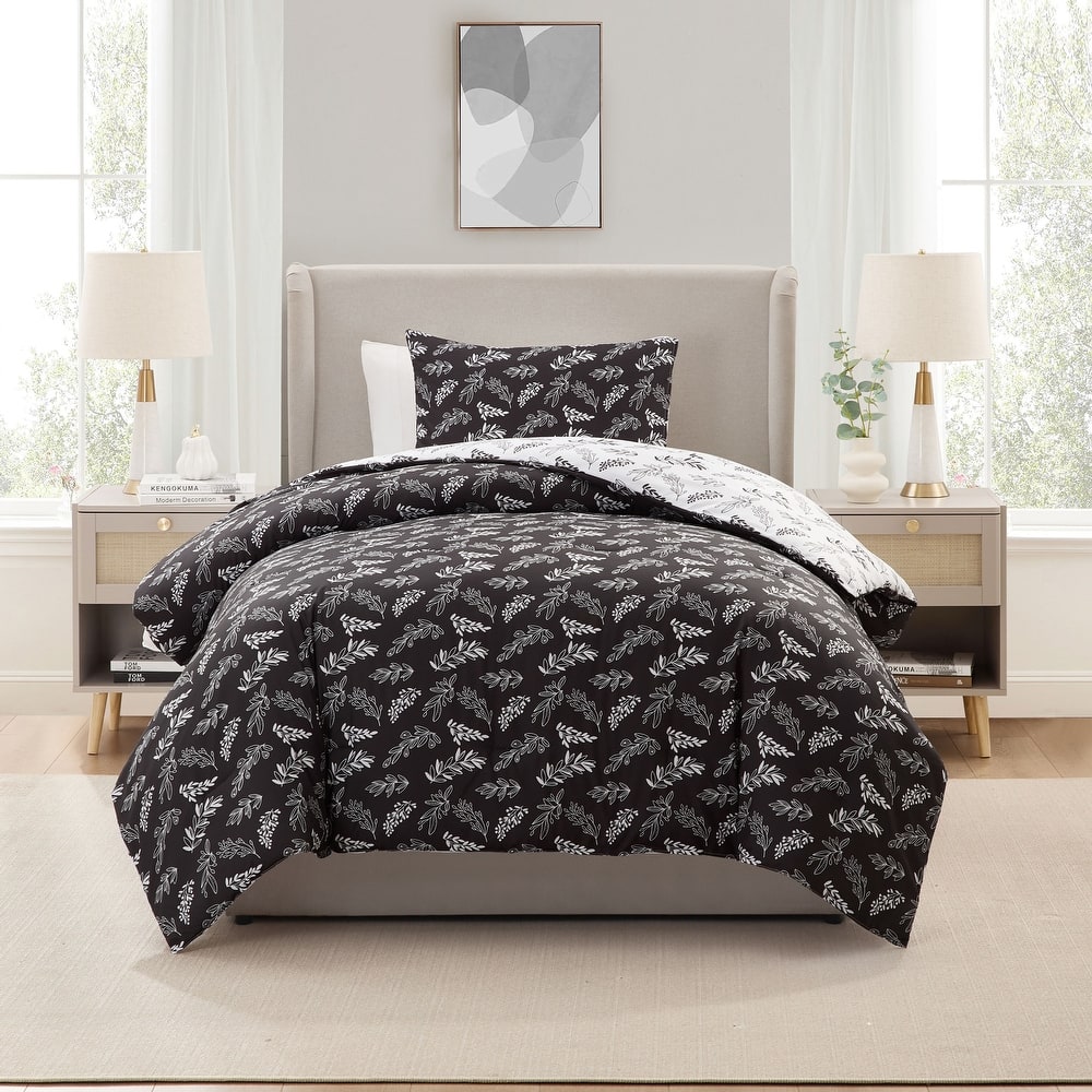 Empyrean 3PC Reversible Botanical Printed Comforter Bedding Set