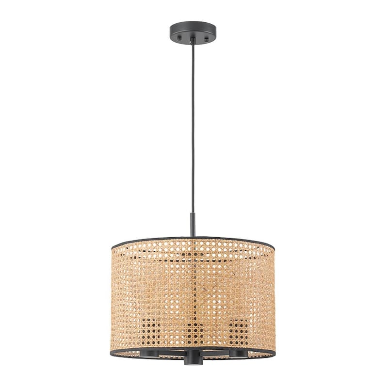Vintage Natural Handmade Rattan Drum Pendant