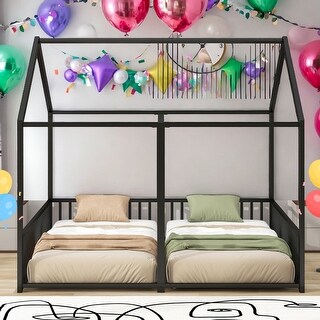 Twin Size Metal House 2 In 1 Beds Platform Beds,Two Shared Beds For Bedroom