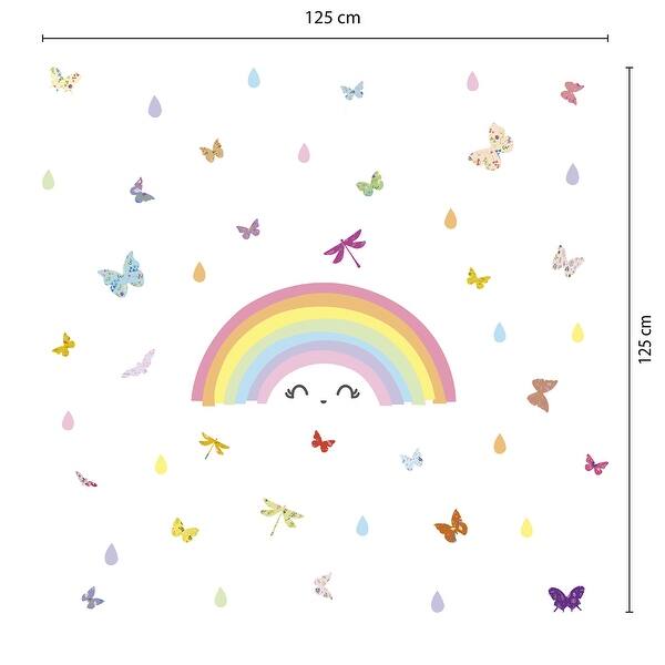 dimension image slide 1 of 2, Walplus Colorful Rainbow Butterflies Kids Wall Sticker Nursery Decor