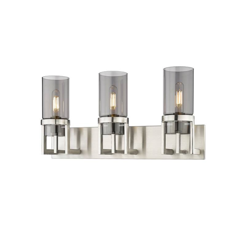 Innovations Lighting Utopia - 3 Light 8" Wall-Mounted Bath Vanity Light - Plated Smoke Glass/Satin Nickel