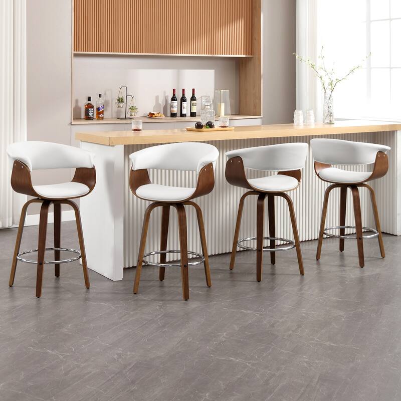 Modern Swivel Bar Stools Upholstered Counter Height Stools, Set of 2