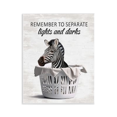 Stupell Separate Laundry & Zebra Wall Plaque Art Design By Lettered and Lined