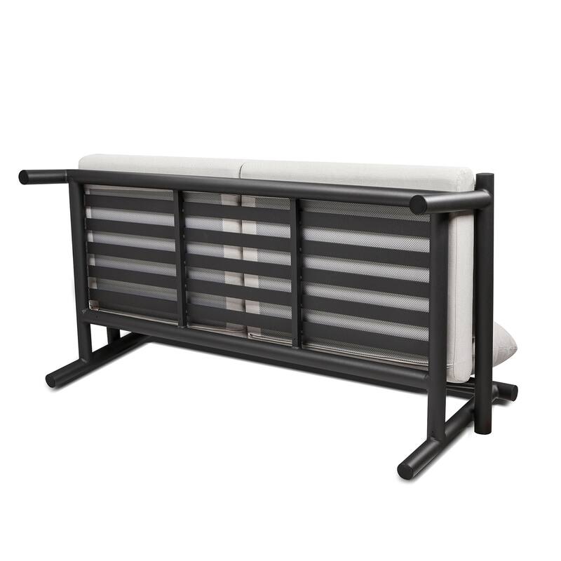 Zara 73.5" Aluminum Black Dowel Deep Seating Patio Loveseat with Cushions