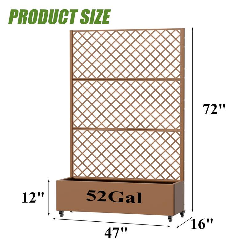 Raised Garden Bed Planter with Trellis Movable Planter Box with Lockable Wheels