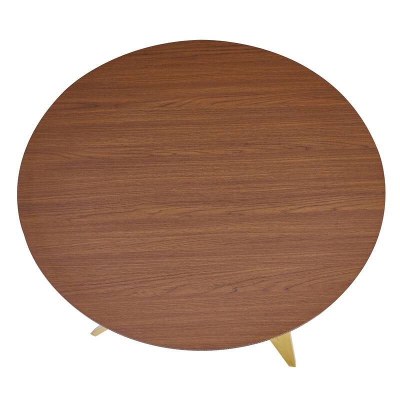 37" Modern Round Dining Table with Triangular Metal Legs