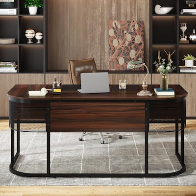 63-Inch Executive Desk with 4 Drawers, Large Office Desk Computer Desk