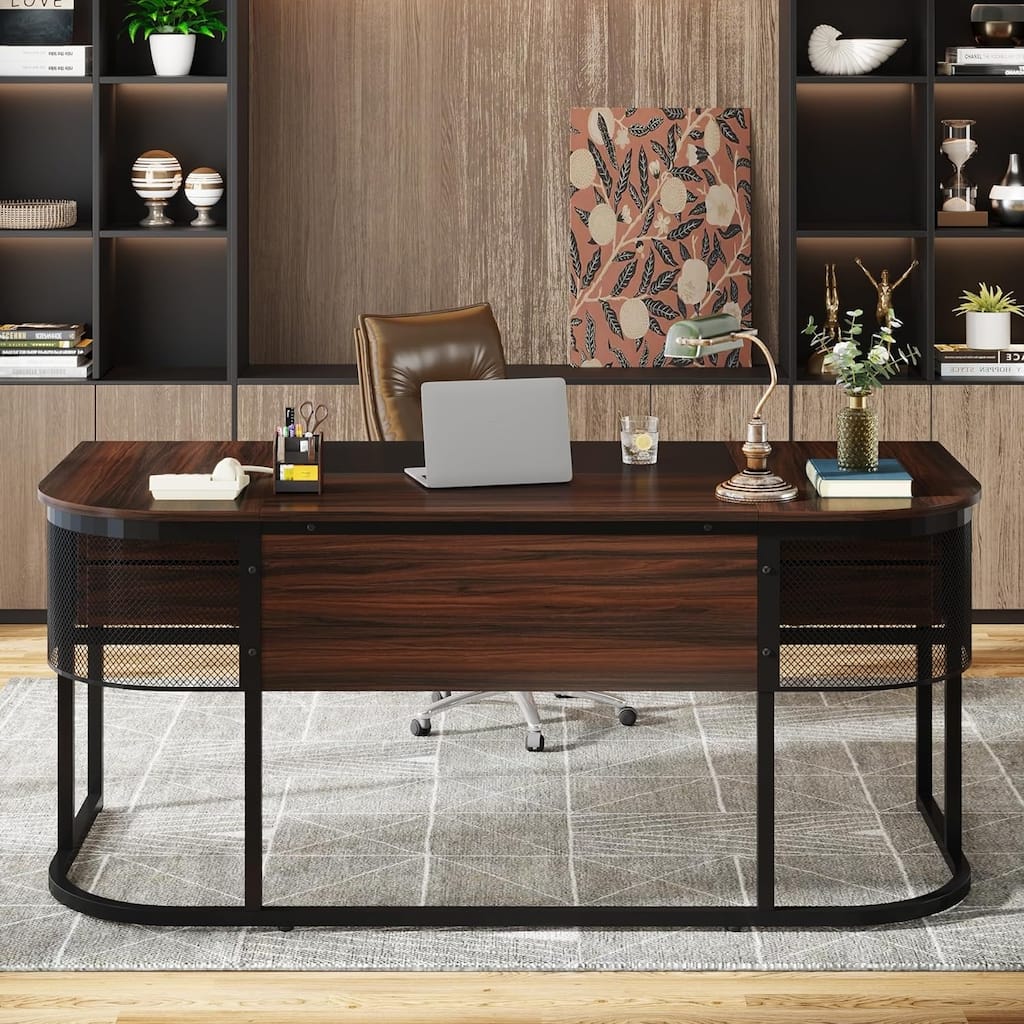 63-Inch Executive Desk with 4 Drawers, Large Office Desk Computer Desk